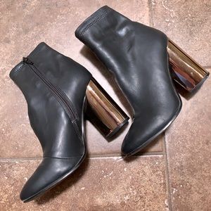 SOLD Aldo leather booties high metallic heel